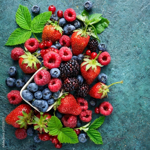Berrylicious Aromas: Top-View Medley of Ripe Summer Berry Bliss