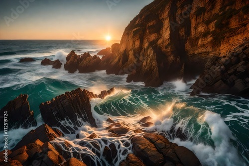 waves crashing on rocks