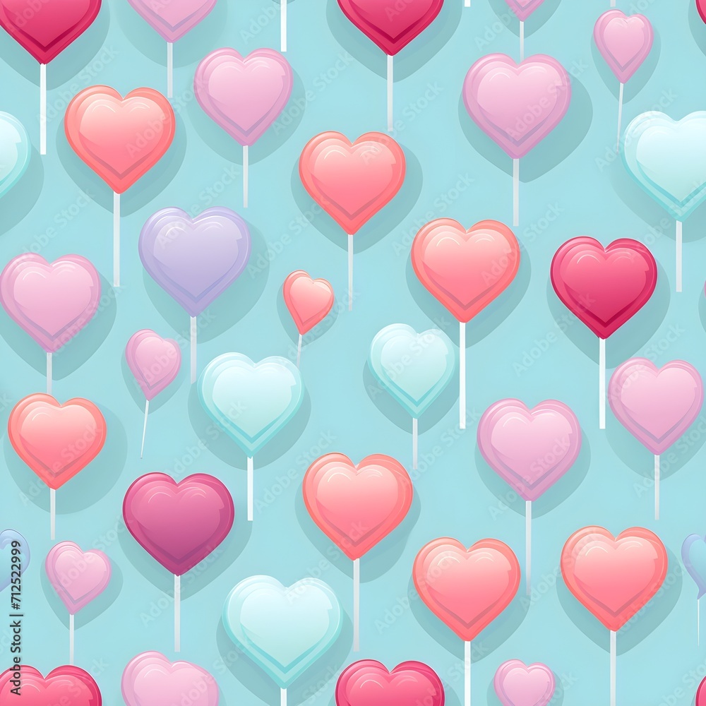 Heart Lollipop for Valentine s day with seamless pattern