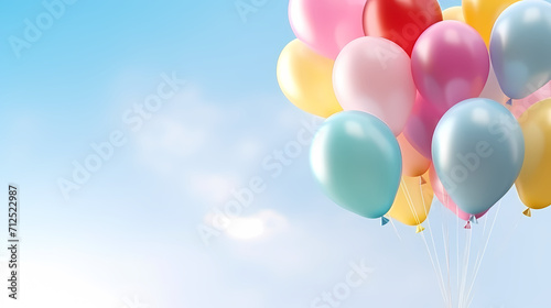 Birthday background with balloons and confetti for birthday card or invitation design