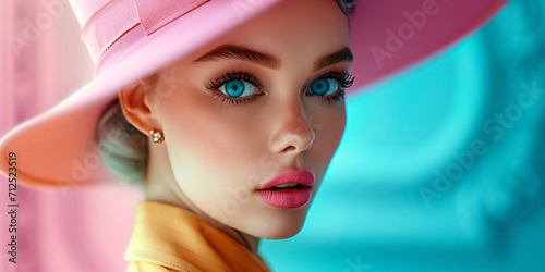 a retro style woman with hat
