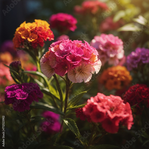 A colourful Sweet William flowers on tree.