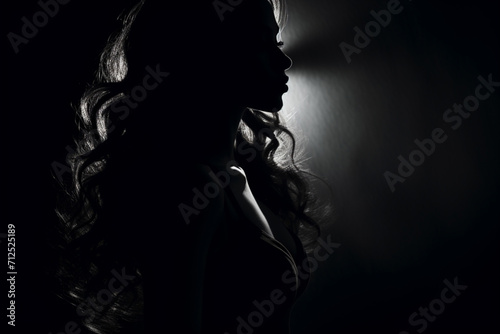 Sensual female silhouette in dark, monochrome image  © Ahmed