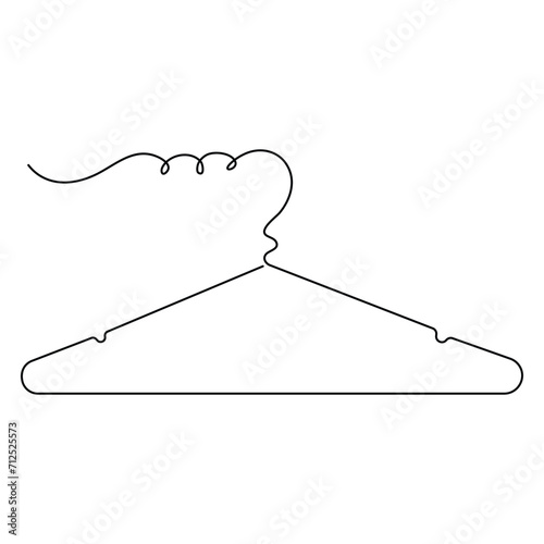 Continuous one line art drawing of doodle hanger symbol and outline art vector illustration