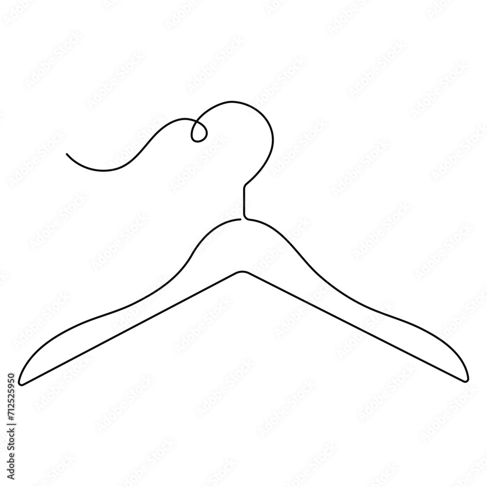Obraz premium Continuous one line art drawing of doodle hanger symbol and outline art vector illustration