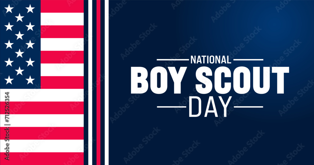 February is National Boy Scout Day background template. Holiday concept. use to background, banner, placard, card, and poster design template with text inscription and standard color. vector  - obrazy, fototapety, plakaty 