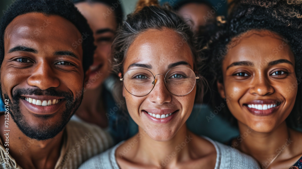 Portrait of group of diverse friends smiling and looking at camera. Portrait of group of diverse friends smiling and looking at camera.