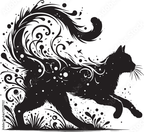 A Beautiful Cat Silhouette Vector Illustration