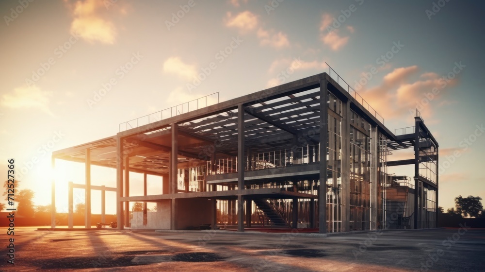 Obraz premium beautiful building under construction. Architecture concept