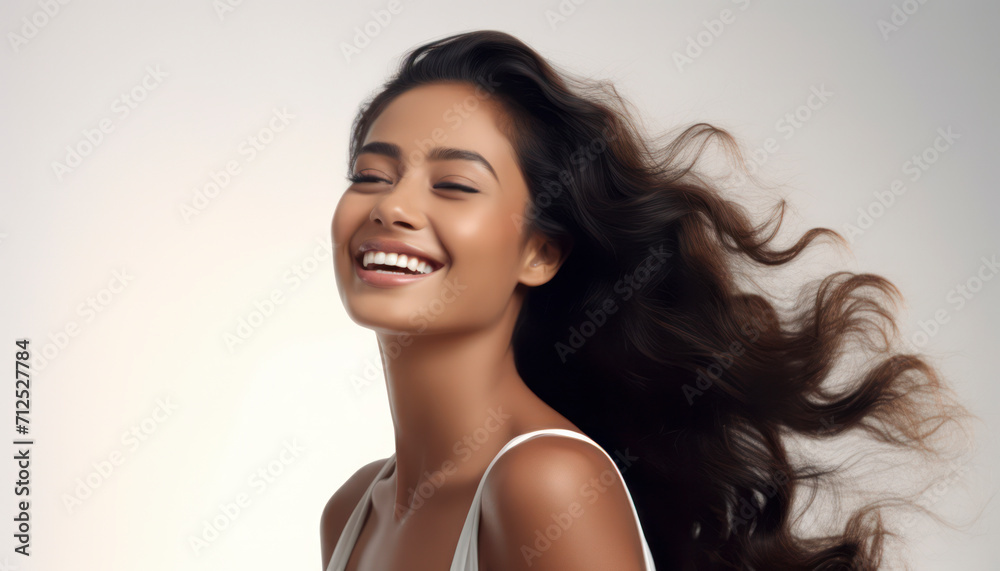 Radiant Beauty: Happy African American Woman's Portrait with Attractive Features - Banner of Natural Elegance, Joyful Lifestyle, and Fashionable Afro-Curly Hairstyle Radiant Beauty: Happy African American Woman's Portrait with Attractive Features - Banner of Natural Elegance, Joyful Lifestyle, and Fashionable Afro-Curly Hairstyle