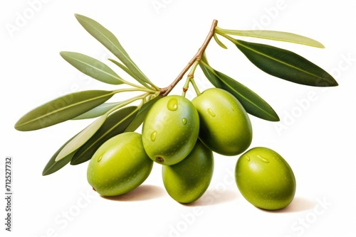Wallpaper Mural Fresh olives with leaves close-up on white background Torontodigital.ca