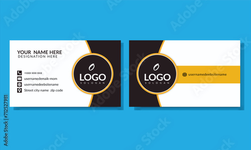 Creative modern corporate double-side business card template, personal visiting card, vector illustration, Personaldentity  simple i Yellow colour,Black white design template for infographics