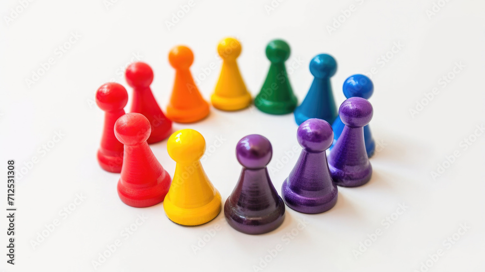 A circle with multicolored figures symbolizing different people united by one goal A circle with multicolored figures symbolizing different people united by one goal