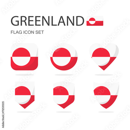 Free Download Greenland 3d flag icons of 6 shapes all isolated on white background. - GFXLoad