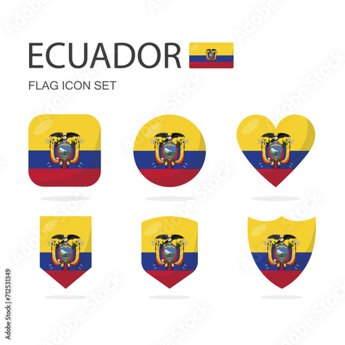 Ecuador 3d flag icons of 6 shapes all isolated on white background. Free Download Ecuador 3d flag icons of 6 shapes all isolated on white background. - GFXLoad