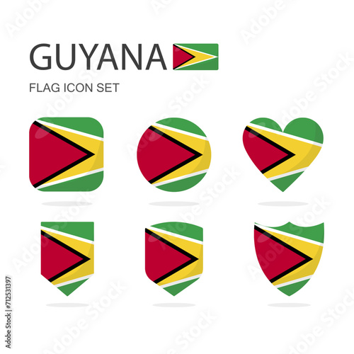 Free Download Guyana 3d flag icons of 6 shapes all isolated on white background. - GFXLoad