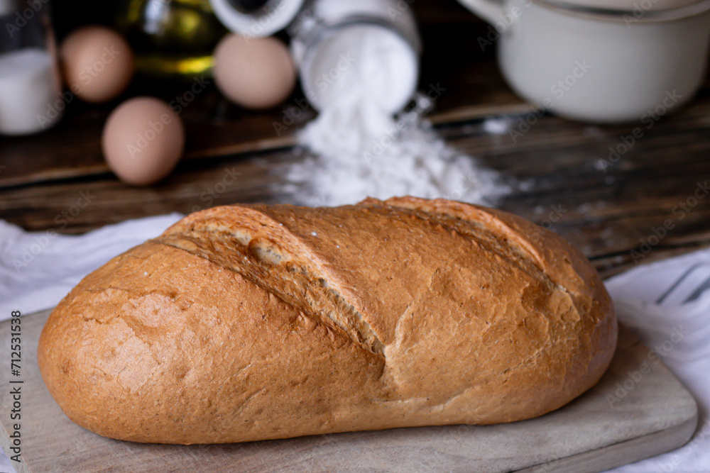 Bread. sliced ​​bread on a wooden background. food