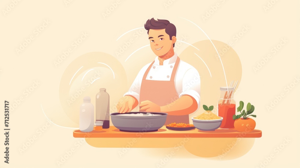a chef , icon illustration, flat design a chef , icon illustration, flat design