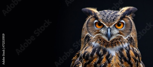 owl on a black background close-up portrait Generative AI