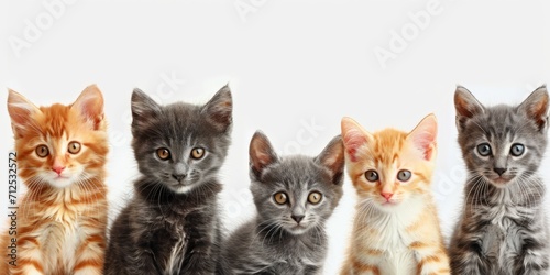 group of kittens of different colors on a light background Generative AI © València