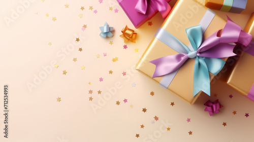 Gift background with copy space for Christmas gifts  holiday or birthday