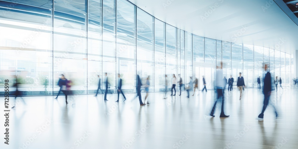 Business people commuter rush hour walking motion cityscape concept blurred