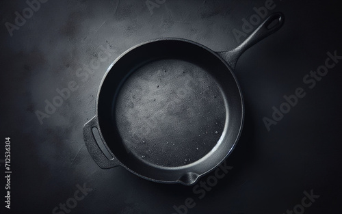 Empty pan placed on black background Frying pan Flat pan