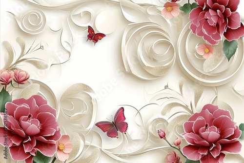 3d art wallpaper desktop wallpaper, android wallpaper wallpapers, live wallpaper, desktop wallpaper, in the style of romantic floral motifs, light beige and magenta, tondo, collage-style compositions. photo