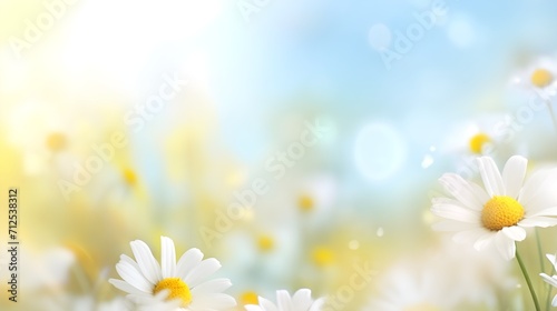 Beautiful background with daisies, copy space.