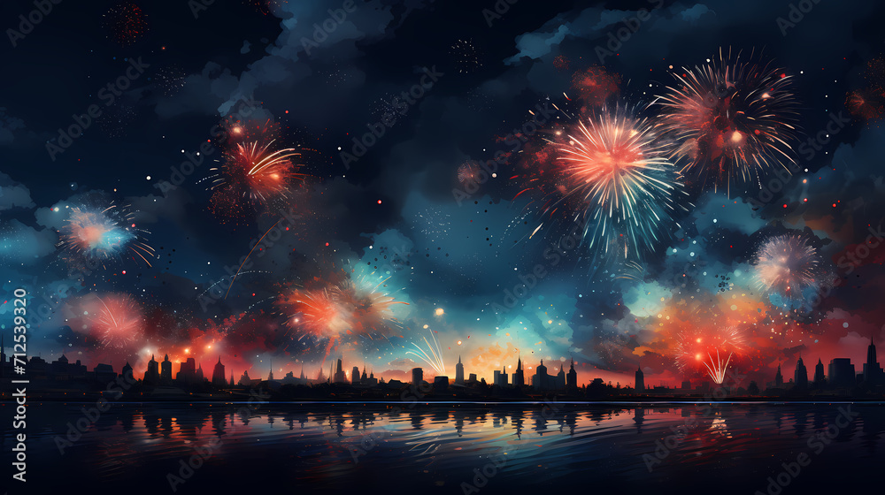 Fireworks background for celebration, holiday celebration concept Fireworks background for celebration, holiday celebration concept