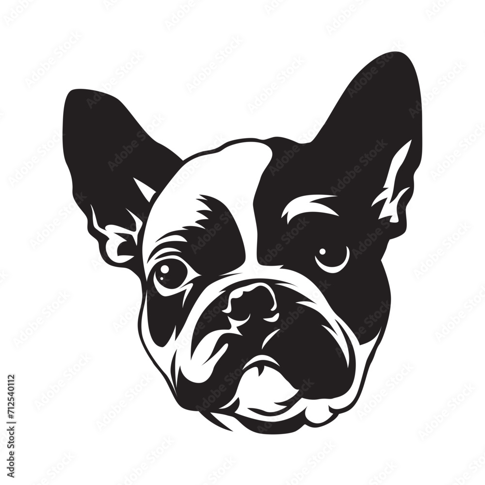 French bulldog, French bulldog Face, French bulldog illustration, French bulldog black and white, Dog face, dog vector, pet, Animal