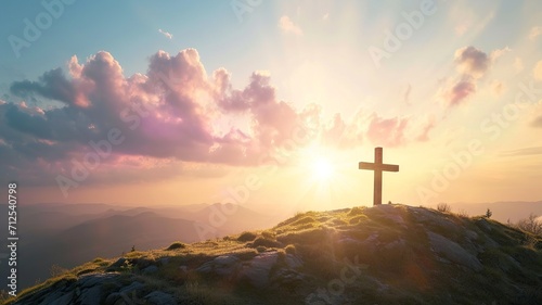 Serene Cross at Mountain Sunset

 photo