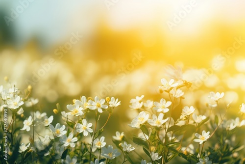 Jasmine flowers meadow. Selective focus spring nature