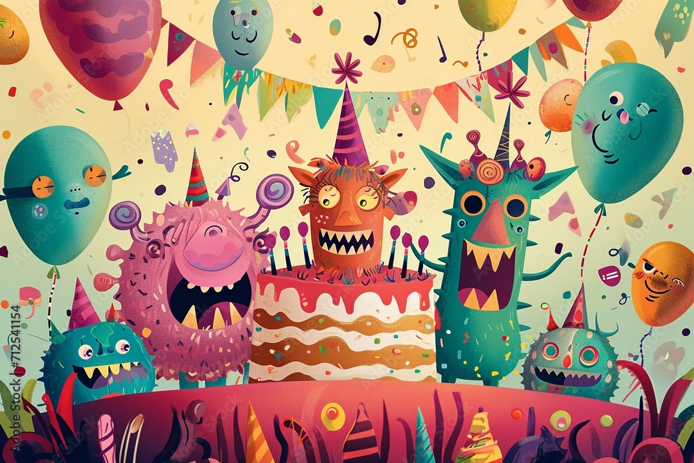 Imaginative Birthday Party with Characters and Balloons

