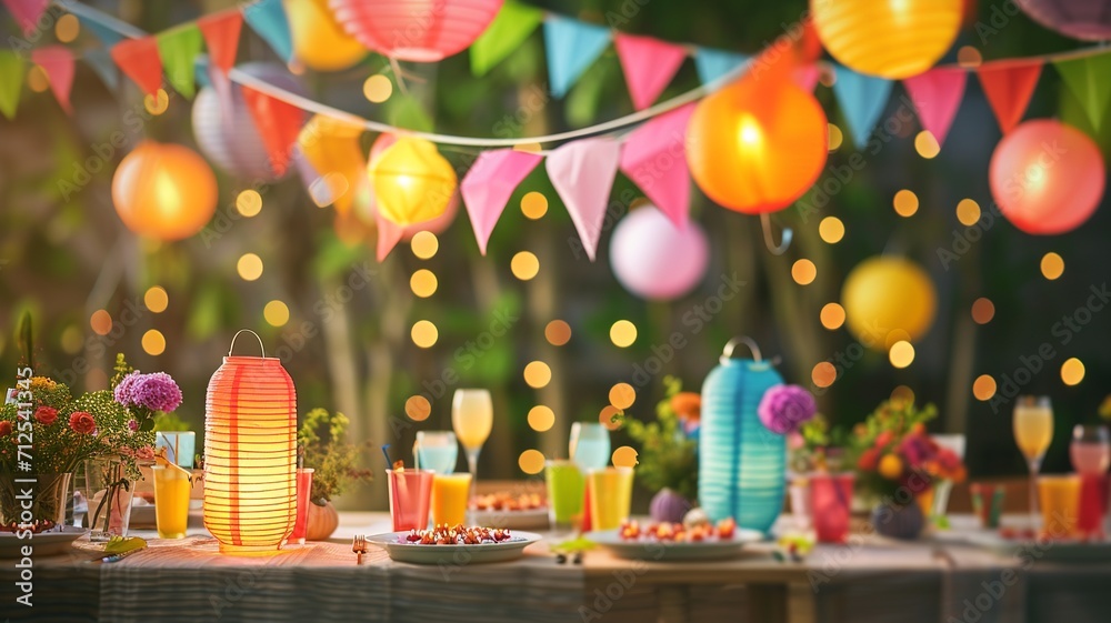 Colorful Birthday Party Celebration Setup


