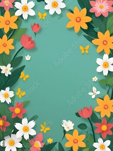 Photo beautiful spring flowers background frame with copy space. © Elite Elegance