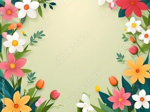 Photo beautiful spring flowers background frame with copy space.