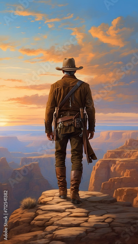 cowboy at sunset
