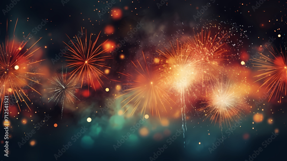 Fototapeta premium Fireworks background for celebration, holiday celebration concept