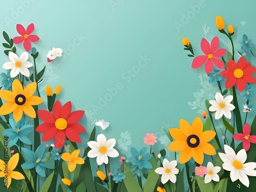 Photo beautiful spring flowers background frame with copy space. © Elite Elegance