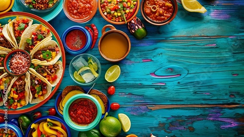 Mexican Fiesta: Tacos and Salsas Spread