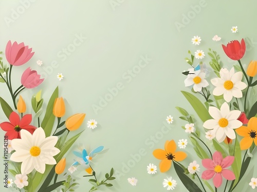 Photo beautiful spring flowers background frame with copy space. © Elite Elegance