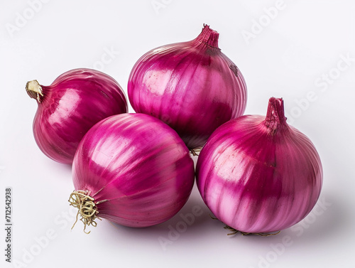 Red onion isolated on white background. Minimalist style.