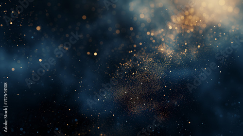 Starry night sky, abstract background with Dark blue and gold particle, Ai generated image © FH Multimedia