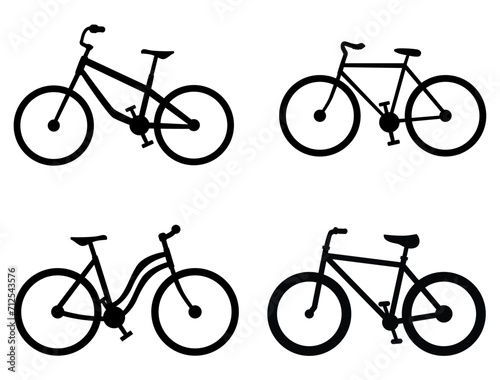 Bicycles silhouette vector art white background