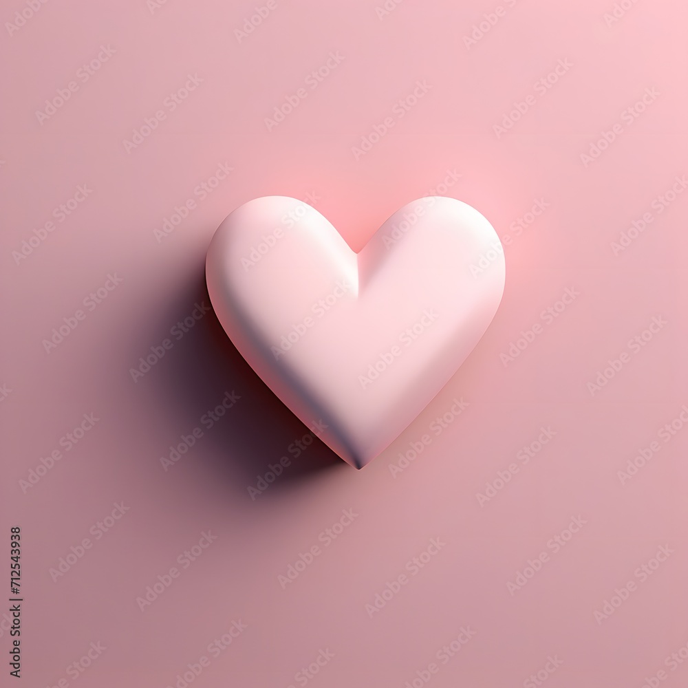 A minimalist pink heart floats on a serene pastel background, embodying simplicity and love in a visually pleasing, aesthetic composition