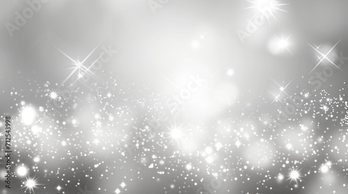 Background with bokeh, abstract blur white and silver color background with star glittering light, Ai generated image