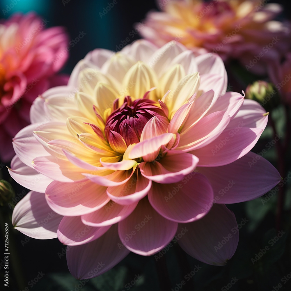 Obraz premium Beautiful Dahlia flowers in garden.