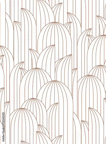 Obraz na płótnie Art deco oval leafy geometrical seamless pattern drawing in light palette. w salonie