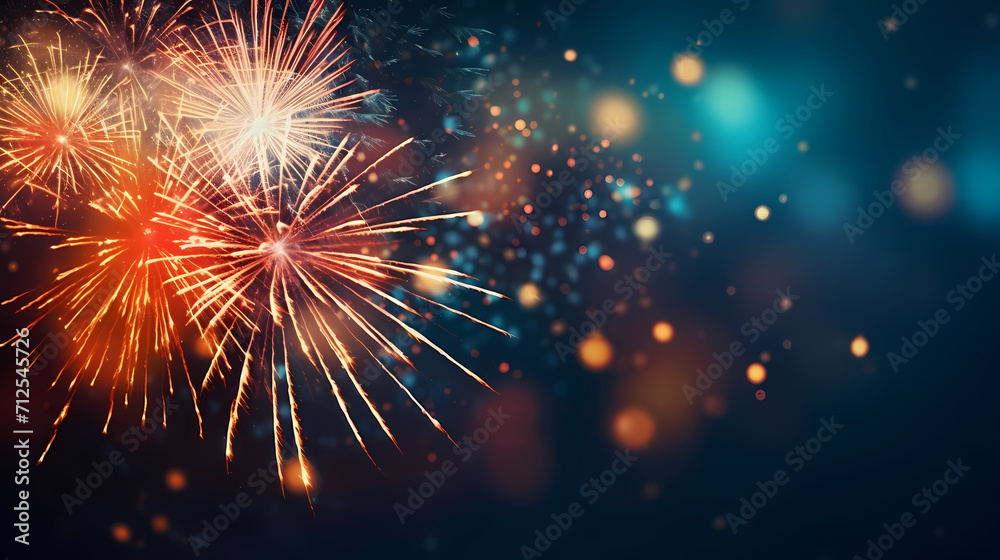 Beautiful fireworks background at night for holiday decoration Beautiful fireworks background at night for holiday decoration